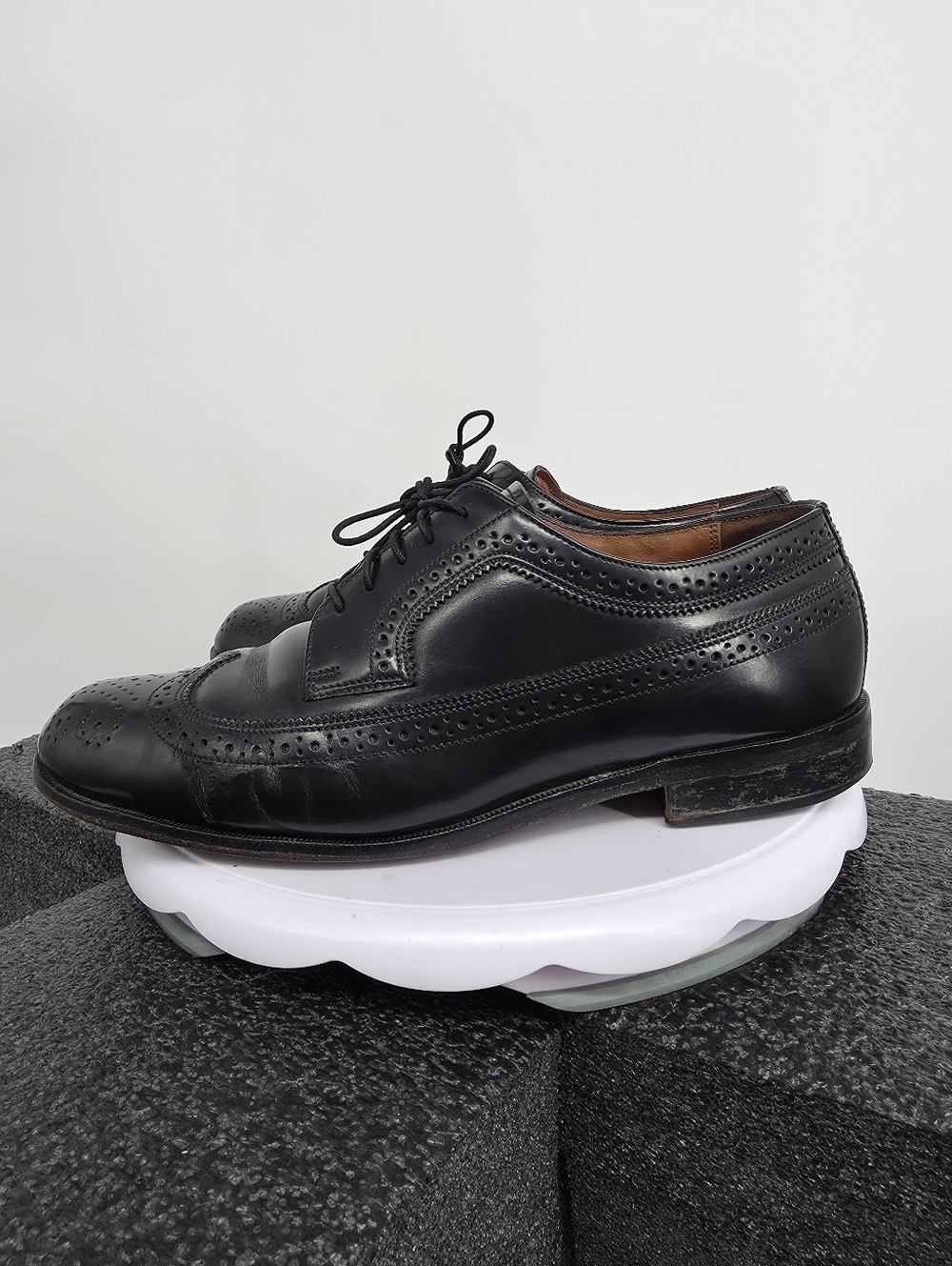 Bostonian Classics Black Leather Wingtip Brogue Derby Shoes Size 10 M